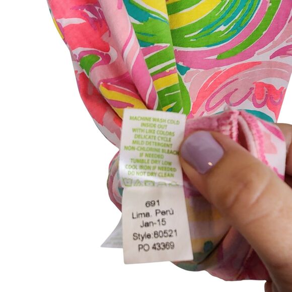 LILLY PULITZER Tank Top Womens Large Pink Swirl Tabbie‎ Summer Sleeveless Shirt - Picture 9 of 10